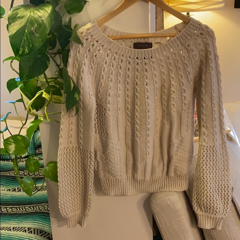 Anthropologie ivory knit sweater